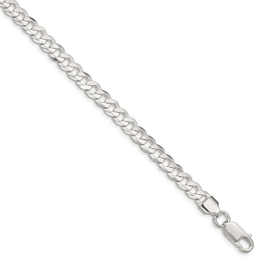 Image of 9" Sterling Silver 5.65mm Concave Beveled Curb Chain Anklet