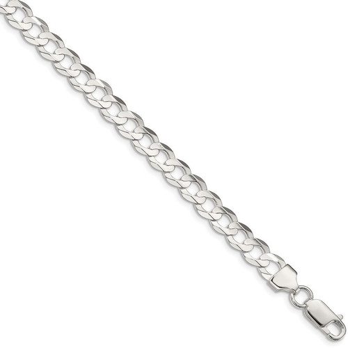 Image of 9" Sterling Silver 6.75mm Concave Beveled Curb Chain Anklet