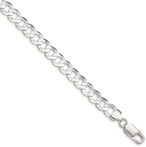 Image of 9" Sterling Silver 8.0mm Concave Beveled Curb Chain Anklet