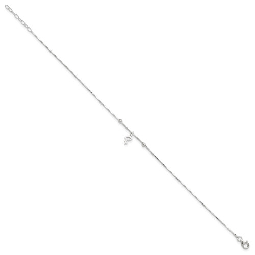 Image of 9" Sterling Silver Box Chain with Dolphin Anklet