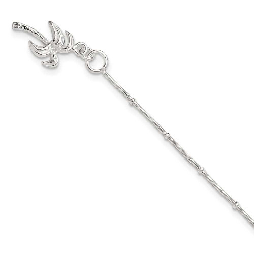 Image of 9" Sterling Silver Palm Tree Dangle Charm Anklet