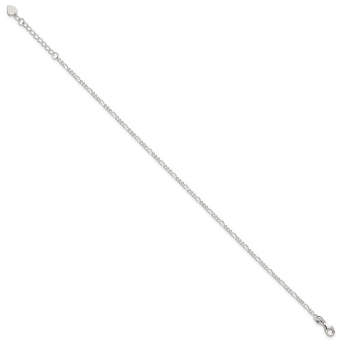 Image of 9" Sterling Silver Shiny-Cut & Polished Figaro Anklet