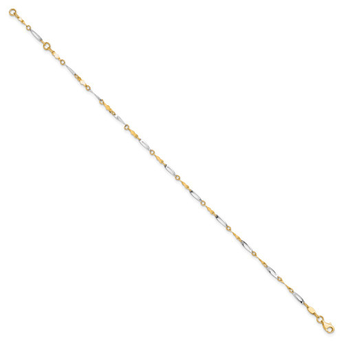 Image of 9"+1" 10K Yellow & White Gold Polished Fancy Link Anklet