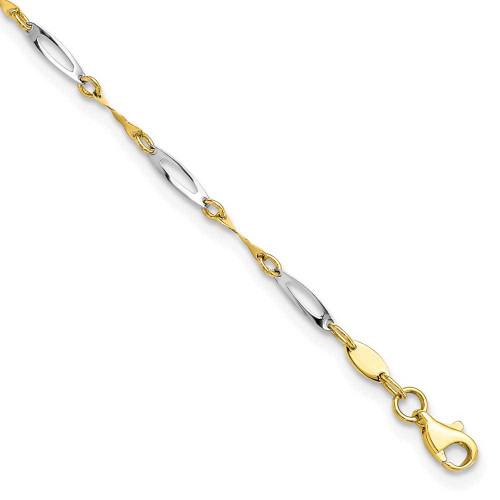 Image of 9"+1" 10K Yellow & White Gold Polished Fancy Link Anklet