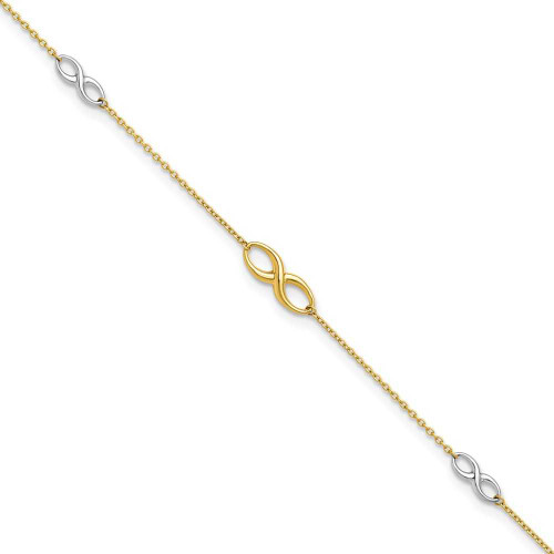 Image of 9"+1" 10K Yellow & White Gold Polished Infinity Symbol Anklet