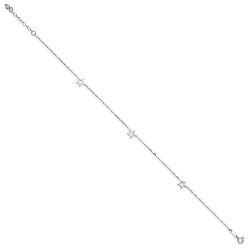 Image of 9"+1" 14K White Gold Small Star Stations Anklet