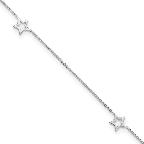 Image of 9"+1" 14K White Gold Small Star Stations Anklet