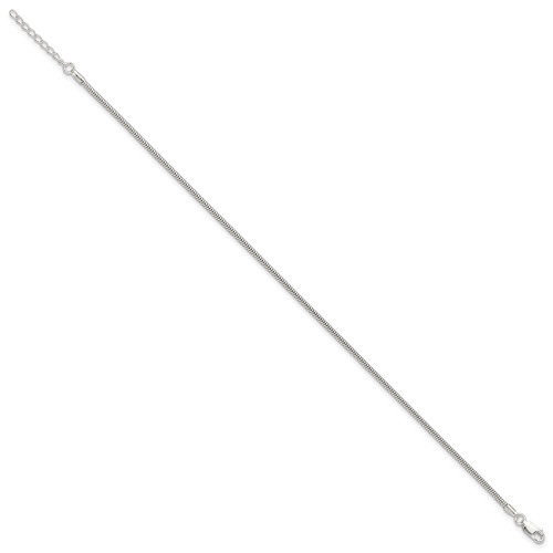 9"+1" Sterling Silver 2mm Snake Chain Anklet