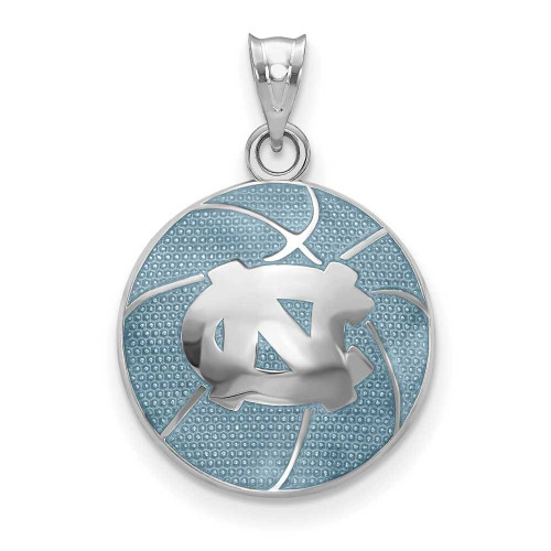 Image of 925 Silver LogoArt University of North Carolina Domed Enamel Basketball Pendant