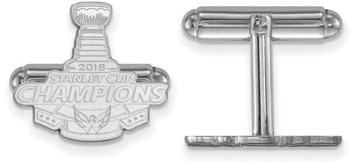 Image of 925 Silver NHL LogoArt 2018 Stanley Cup Champions Washington Capitals Cuff Links
