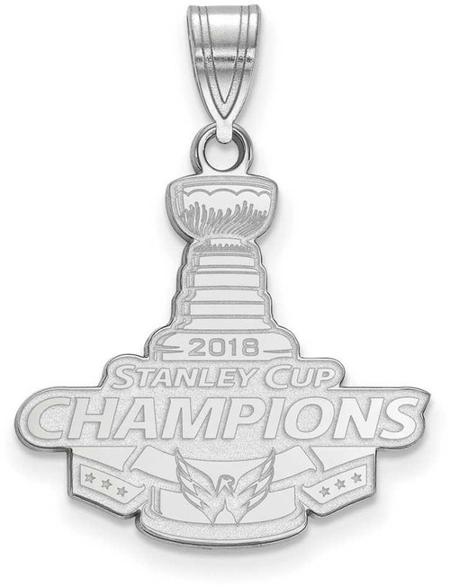 Image of 925 Silver NHL LogoArt 2018 Stanley Cup Champions Washington Capitals Large Pendant