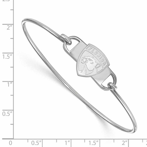 Image of 925 Silver NHL LogoArt Florida Panthers Small Center Wire Bangle Bracelet SS014PTH7