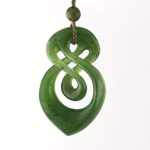 Natural Untreated Canadian Nephrite Jade Infinity Twist Necklace