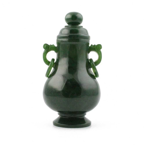 Image of A+ Grade Green Genuine Natural Nephrite Jade Mini Vase 4.25in