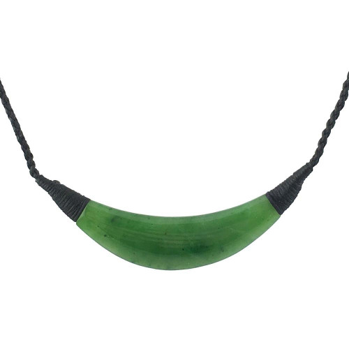Adjustable Cord Oval Style Natural Untreated Nephrite Jade Necklace