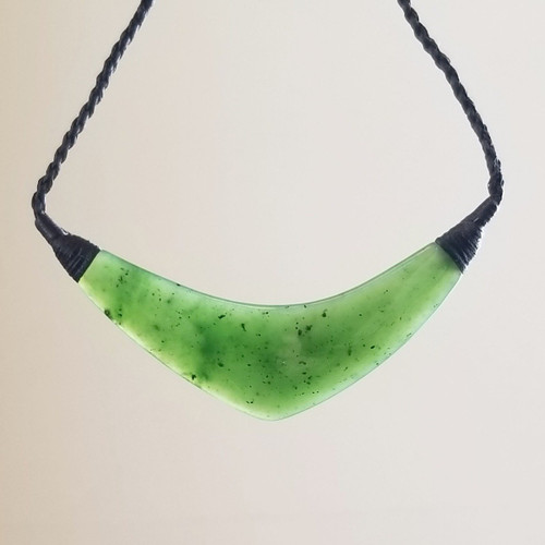 Adjustable Pointed Style Natural Untreated Nephrite Jade Wax Cord Necklace