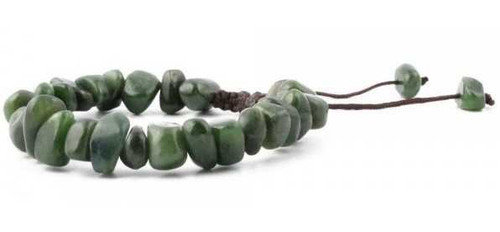 Image of Adjustable Power Beads Bracelet Green Genuine Natural Nephrite Jade Nuggets