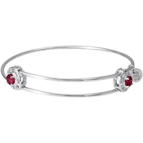 Image of Adjustable Sterling Silver "Insightful" Bangle Charm Bracelet July Zirconia by Rembrandt