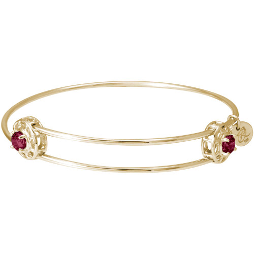 Adjustable Sterling Silver Insightful Bangle Charm Bracelet July Zirconia by Rembrandt — additional view