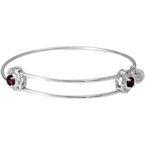 Image of Adjustable Sterling Silver "Insightful" Bangle Charm Bracelet June Zirconia by Rembrandt