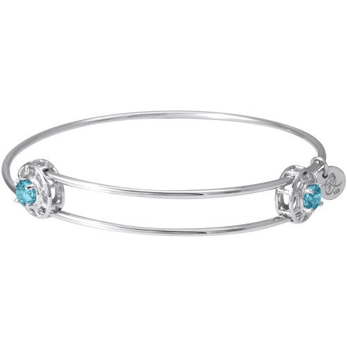 Image of Adjustable Sterling Silver "Insightful" Bangle Charm Bracelet March Zirconia by Rembrandt
