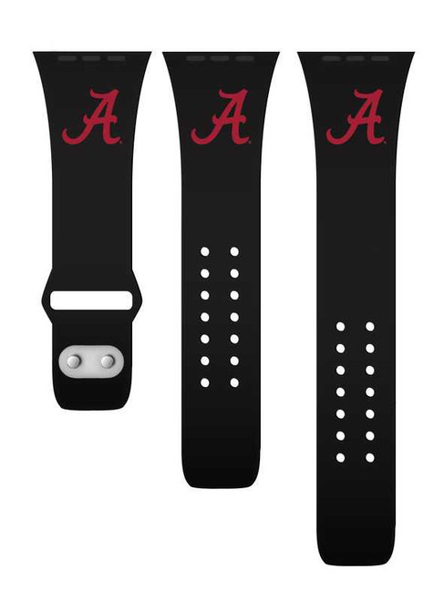 Image of Alabama Crimson Tide Silicone Watch Band Compatible with Apple Watch - 38mm/40mm/41mm Black C-AB3-116-38