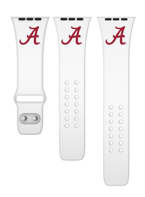 Image of Alabama Crimson Tide Silicone Watch Band Compatible with Apple Watch - 38mm/40mm/41mm White C-AB4-116-38