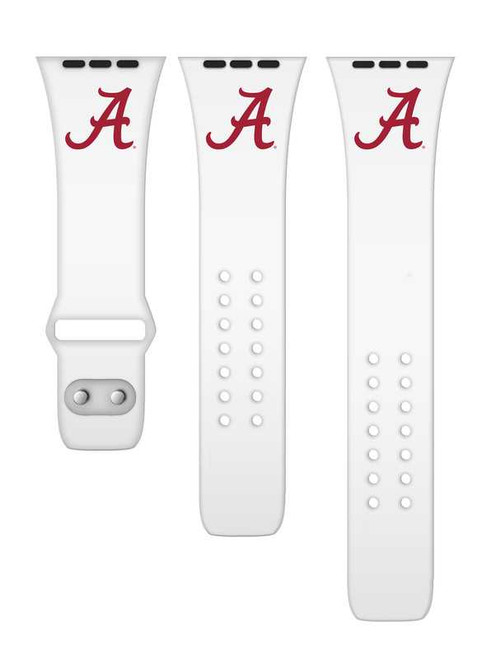 Image of Alabama Crimson Tide Silicone Watch Band Compatible with Apple Watch - 42mm/44mm/45mm White C-AB4-116-42