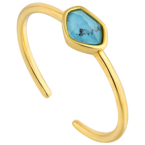 Image of Ania Haie Gold-Plated Sterling Silver Simulated Turquoise Adjustable Ring