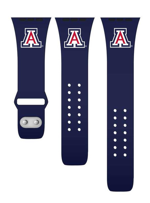 Image of Arizona Wildcats Silicone Watch Band Compatible with Apple Watch - 38mm/40mm/41mm Navy Blue C-AB1-113-38