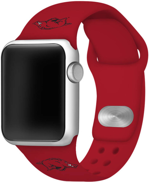 Arkansas Razorbacks Silicone Watch Band Compatible with Apple Watch - 38mm/40mm Red