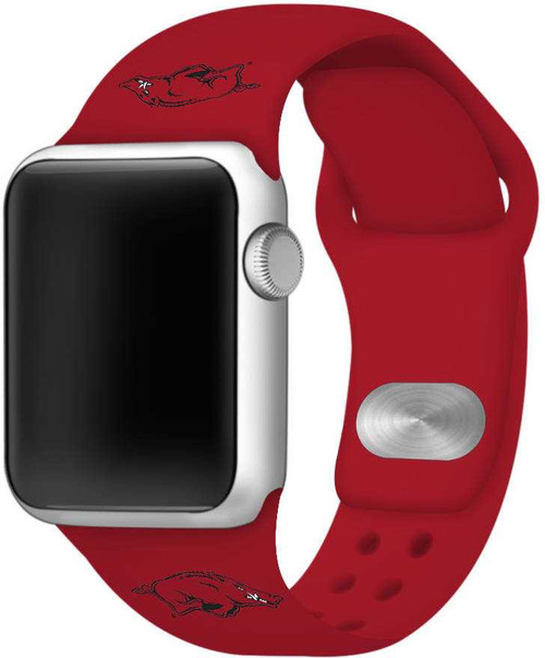 Image of Arkansas Razorbacks Silicone Watch Band Compatible with Apple Watch - 42mm/44mm/45mm Red C-AB2-132-42