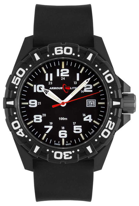 Image of ArmourLite Tritium Watch - Operator Series AL1501 White Numbers Silicone Band Watch