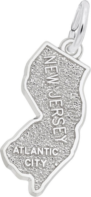 Atlantic City New Jersey Map Charm (Choose Metal) by Rembrandt