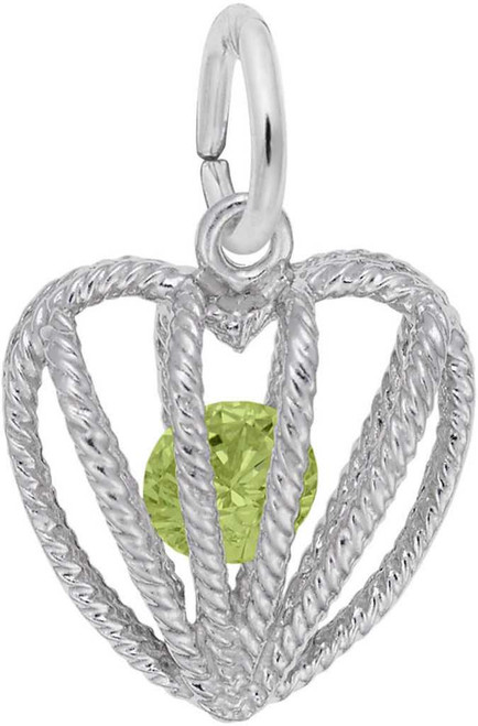 Image of August Heart Cage w/ Synthetic Crystal Charm (Choose Metal) by Rembrandt