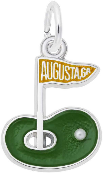 Image of Augusta Golf Green Charm w/ Green & Orange Enamel (Choose Metal) by Rembrandt