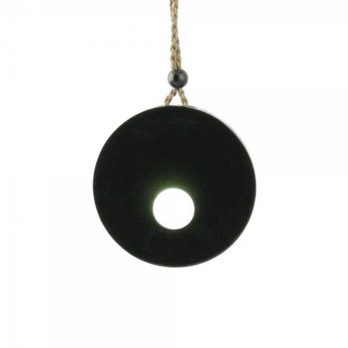 Image of Australian Black Genuine Natural Nephrite Jade Circle w/ Hole Pendant