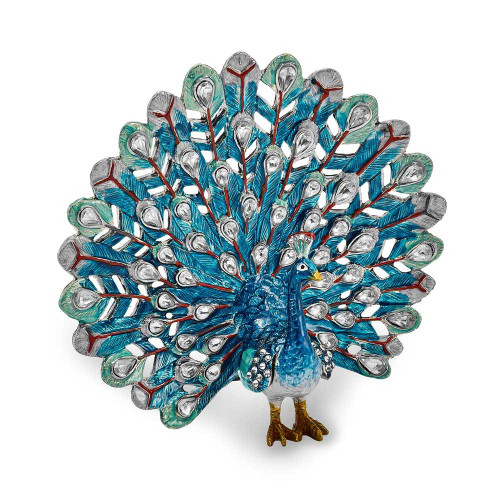 Image of Bejeweled Blue Peacock Trinket Box