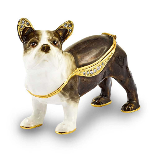 Image of Bejeweled Crystal Enameled French Bulldog Trinket Box
