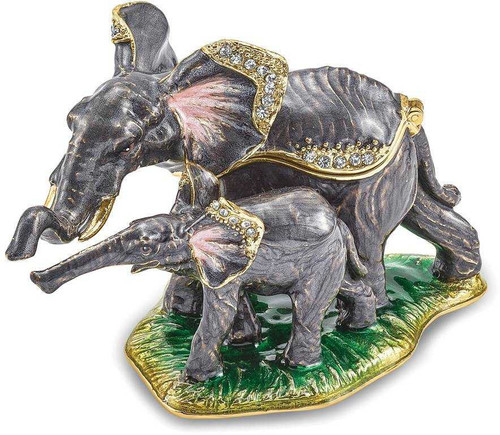 Image of Bejeweled ELLA & ELI Mom & Baby Elephant Trinket Box (Gifts)