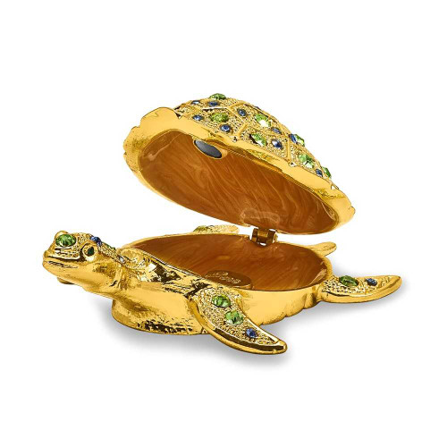 Image of Bejeweled Gold-Tone Sea Turtle Trinket Box
