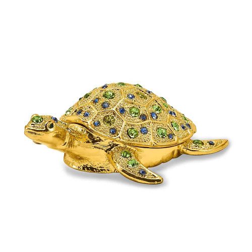 Image of Bejeweled Gold-Tone Sea Turtle Trinket Box