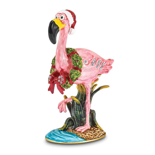 Bejeweled LEFTY Holiday Flamingo Trinket Box