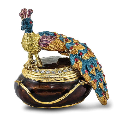 Image of Bejeweled Peacock Atop Trinket Box