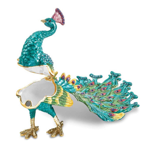 Image of Bejeweled TAYLOR Blue Peacock Trinket Box (Gifts)