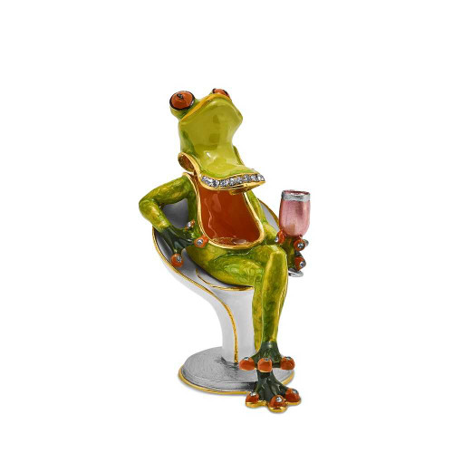 Image of Bejeweled Vino Frog Trinket Box