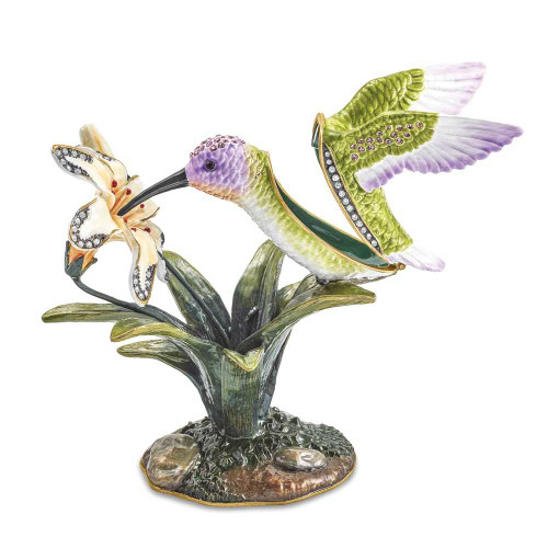 Image of Bejeweled VIOLA Hummingbird & Daylily Trinket Box (Gifts)