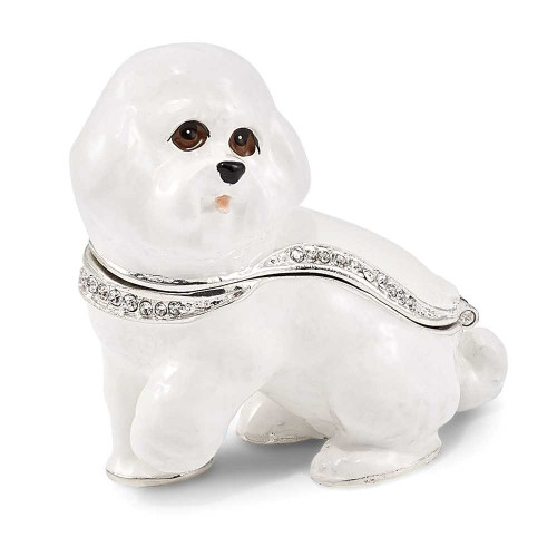 Image of Bejeweled White Bichon Frise Dog Trinket Box