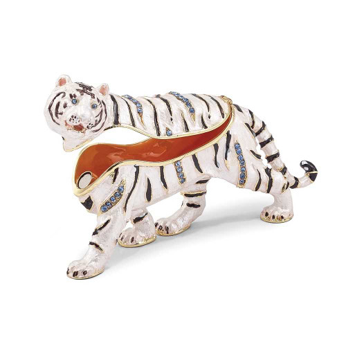Image of Bejeweled White Tiger Trinket Box