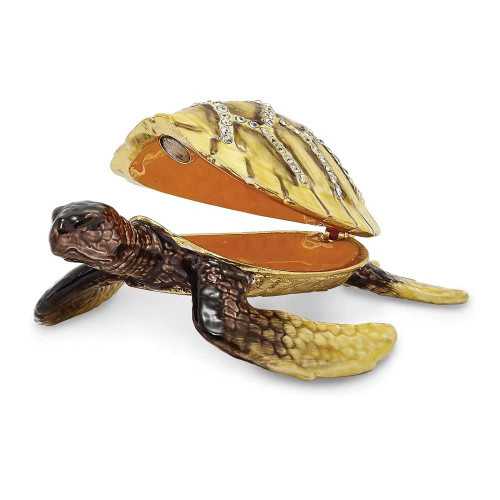 Image of Bejeweled Yellow Sea Turtle Trinket Box